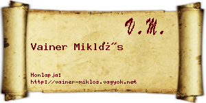 Vainer Miklós névjegykártya